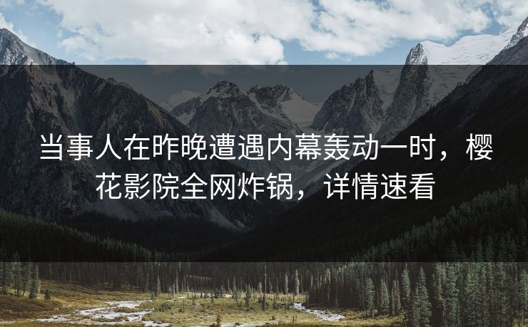 当事人在昨晚遭遇内幕轰动一时，樱花影院全网炸锅，详情速看