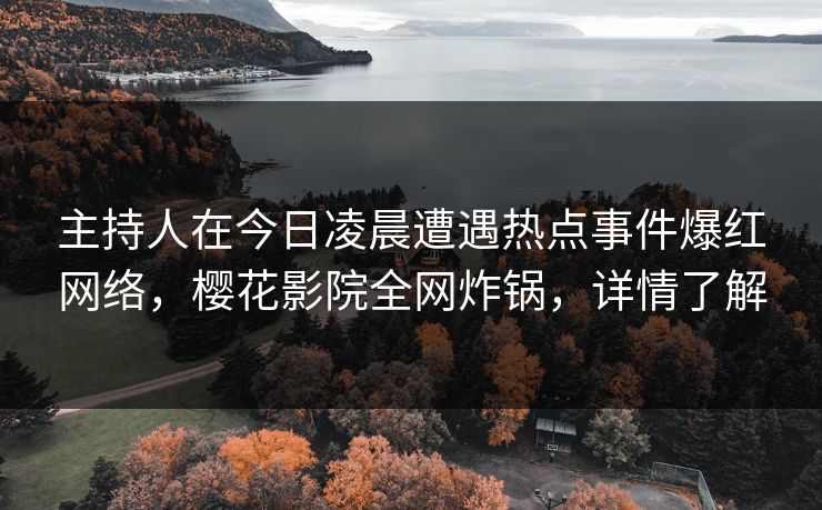 主持人在今日凌晨遭遇热点事件爆红网络，樱花影院全网炸锅，详情了解